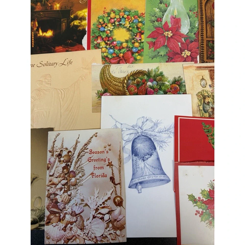 Vintage Christmas Cards Fronts ONLY Traditional Scrapbooking Decoupage Lot 50+